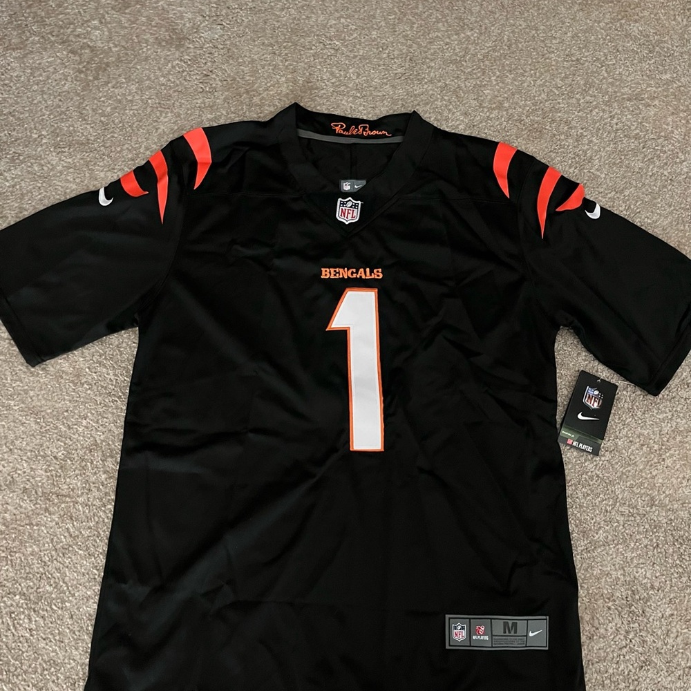 Nike Men's Black and Orange Bengals Jersey